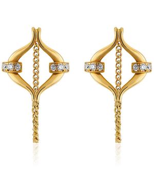 Mazarin Eboris Chain Link 18K Diamond Earrings - Metallic