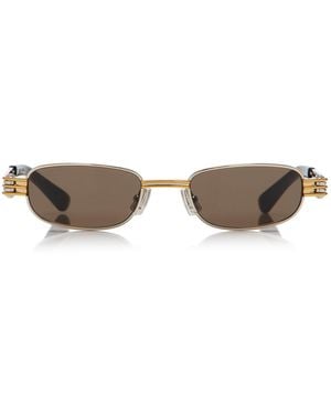 Bottega Veneta Bolt Square-Frame Metal Sunglasses - Brown
