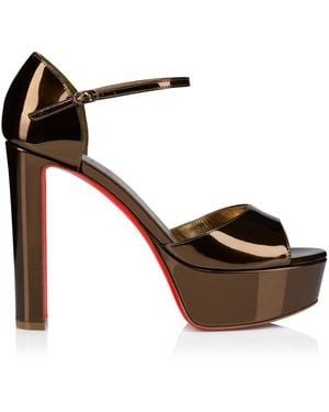 Christian Louboutin Sandaloo 130Mm Leather Platform Sandals - Metallic