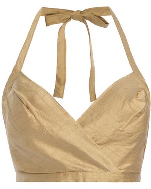 House of Aama Dupioni Silk Crop Top - Metallic