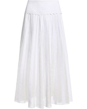 Brandon Maxwell Tommy Embroidered Cotton Midi Skirt - White
