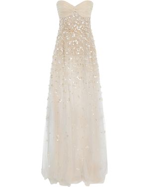 Oscar de la Renta Mother Of Pearl-Embellished Tulle Gown - White