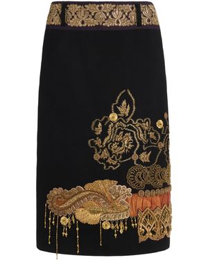 Dries Van Noten Sentista Embroidered Cotton Midi Skirt - Black