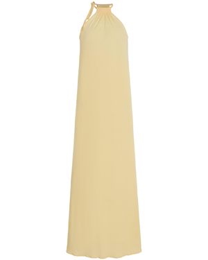 Bevza Spikelet Crepe Maxi Dress - Yellow