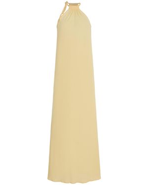 Bevza Spikelet Crepe Maxi Dress - Yellow
