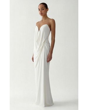 The New Arrivals Ilkyaz Ozel Rodin Draped Maxi Dress - White