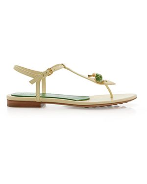 Bottega Veneta Rana Bamboo-Detailed Leather Sandals - Yellow