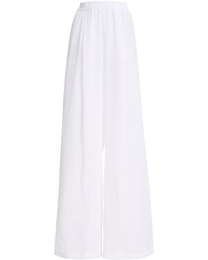 Michael Kors Linen Crepe Wide-Leg Trousers - White