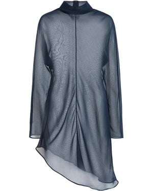 Sloan Exclusive Wave Sheer Chiffon Turtleneck Tunic - Blue