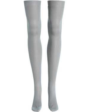 Miu Miu Knee-High Ribbed-Silk Socks - Grey
