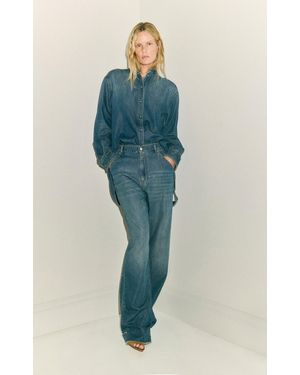 DARKPARK Lisa Scarf-Detailed Loose Carpenter Jeans - Blue