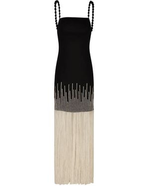 ANDRES OTALORA Silencios Embroidered Fringed Maxi Dress - Multicolour