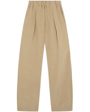 Cortana Mel High-Rise Straight-Leg Linen-Silk Trousers - Natural