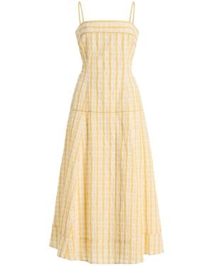 Rosie Assoulin Drop Me A Note Seersucker Midi Dress - Natural