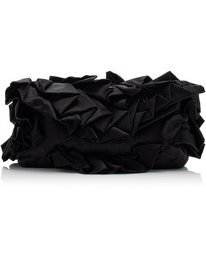 Dries Van Noten Ruffled Satin Envelope Clutch - Black