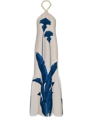 ANDRES OTALORA Vivir Contigo Cotton-Poplin Gown - Blue