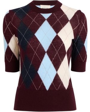 KHAITE Anders Argyle-Knit Cashmere-Blend Top - Red