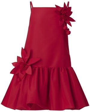 Monse Floral-Applique Drop-Waist Stretch-Cotton Mini Dress - Red