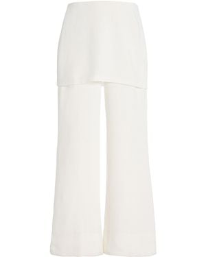 Sloan Exclusive The Combination Crepe Flared Trousers - White