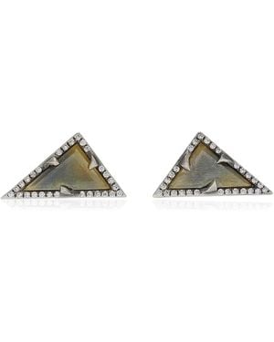 Sylva & Cie 18k White Gold Diamond Stud Earrings - Grey