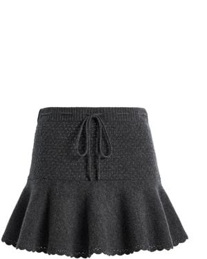 THE GARMENT Como Crochet Wool-Cashmere Mini Drawstring Skirt - Black
