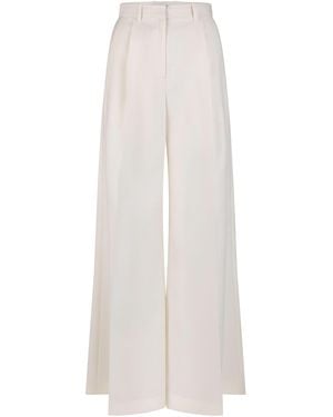 Heirlome Laurence Mid-Rise Wide-Leg Wool-Silk Trousers - White