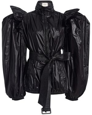 Saint Laurent Balloon-Sleeve Nylon Windbreaker - Black