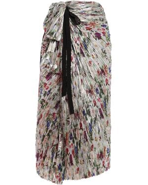 Ulla Johnson Tali Metallic Plissé Midi Wrap Skirt - Multicolor
