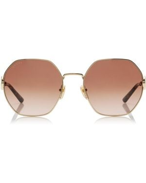 Gucci Round-Frame Metal Sunglasses - Metallic