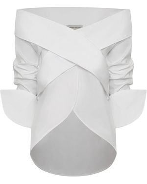 ANDRES OTALORA Un Sacramento Off-The-Shoulder Cotton-Poplin Top - White