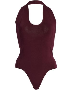 DL1961 Instasculptfine Knit Halter Bodysuit - Red
