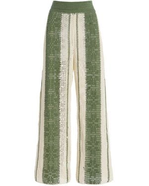 All That Remains Exclusive Jess Lace-detailed Crocheted-cotton Pants - Green
