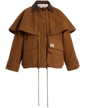 Sea Carolyn Cape-Detailed Cotton Workwear Jacket - Brown