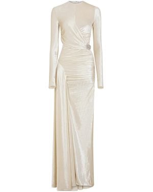 Rabanne Stretch-Velvet Cutout Gown - White
