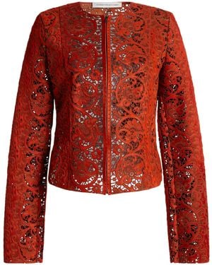 Christopher Esber Venise Lasercut Leather Jacket - Red