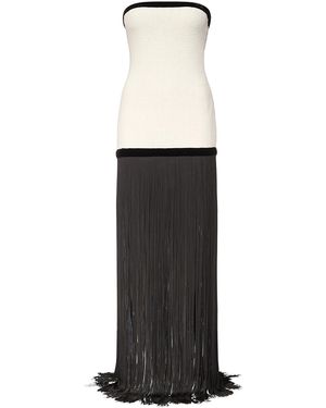 Ludovic de Saint Sernin Robe Fringed Linen-Blend Maxi Dress - White