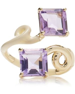 Bea Bongiasca 9k Gold, Amethyst, And Enamel Ring - White