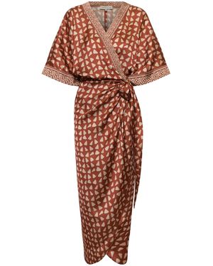 ANDRES OTALORA Raíz Islea Printed Satin Wrap Dress - Multicolour