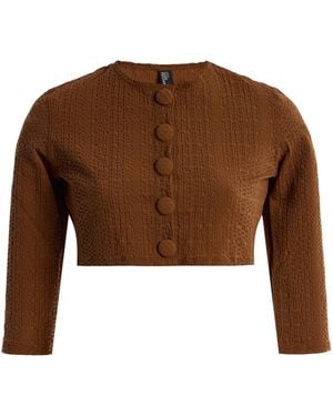 Lisa Marie Fernandez Seersucker Cardigan - Brown