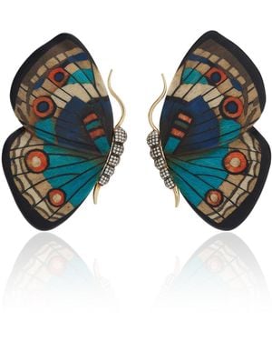 Silvia Furmanovich 18k Yellow Gold Diamond Marquetry Earrings - Blue