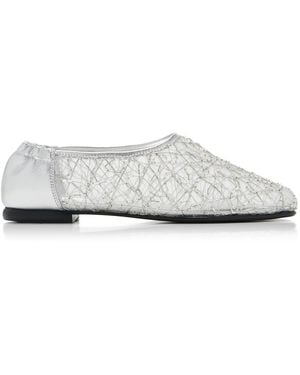 Jonathan Simkhai Eden Embroidered Metallic Ballet Flats - White