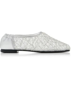 Jonathan Simkhai Eden Embroidered Metallic Ballet Flats - White