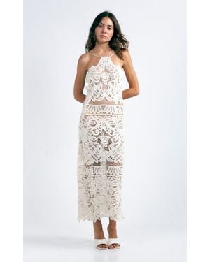KETTEL ATELIER Anna Halter Lace Midi Dress - White