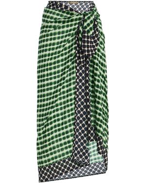 Chan Luu Silk Printed Sarong Midi Skirt - Green