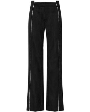 St. Agni Deconstructed Pinstriped Wool-blend Trousers - Black