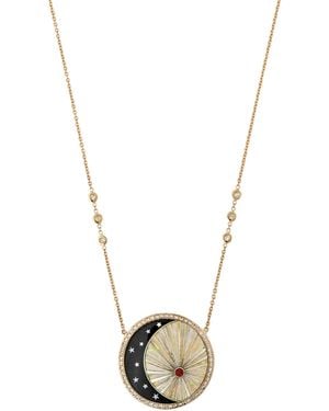 Jacquie Aiche Sun Moon And Star 14K; Diamond; Opal; Onyx Necklace - Metallic