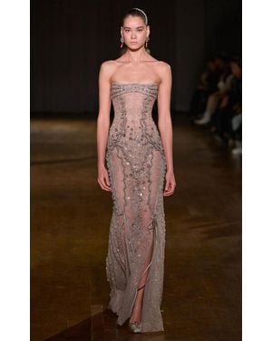 Georges Hobeika Embellished Maxi Dress - Brown