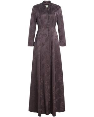 Wiederhoeft Floral Silk Jacquard Coat - Purple