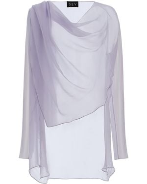SEV Asymetric Silk Voile Top - Blue