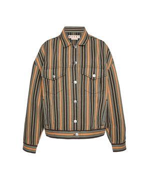 Marni Stripped Cotton-Blend Woven Jacket - Multicolour